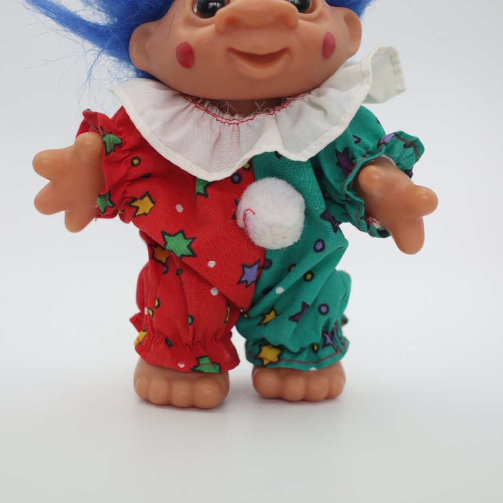 Vintage Troll Doll DAM 1984 6" Clown BlueHair Medium Size - Picture 3 of 8
